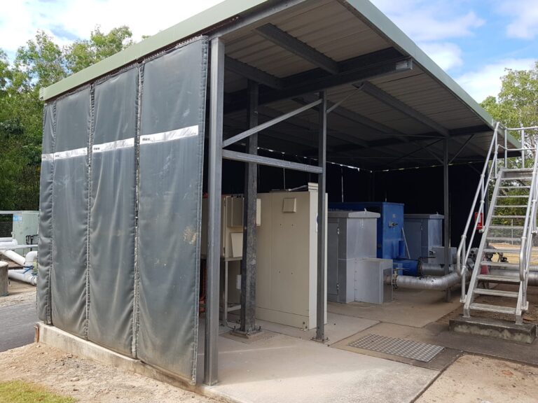 Green Sonic Acoustic Curtains reducing noise for pumps