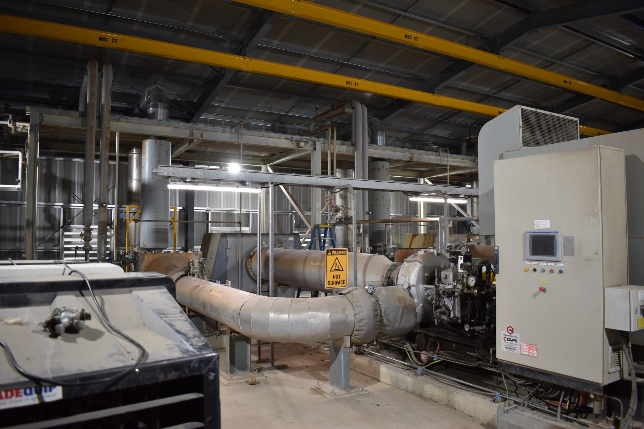 The interior of a Flexshield acoustic blower shed