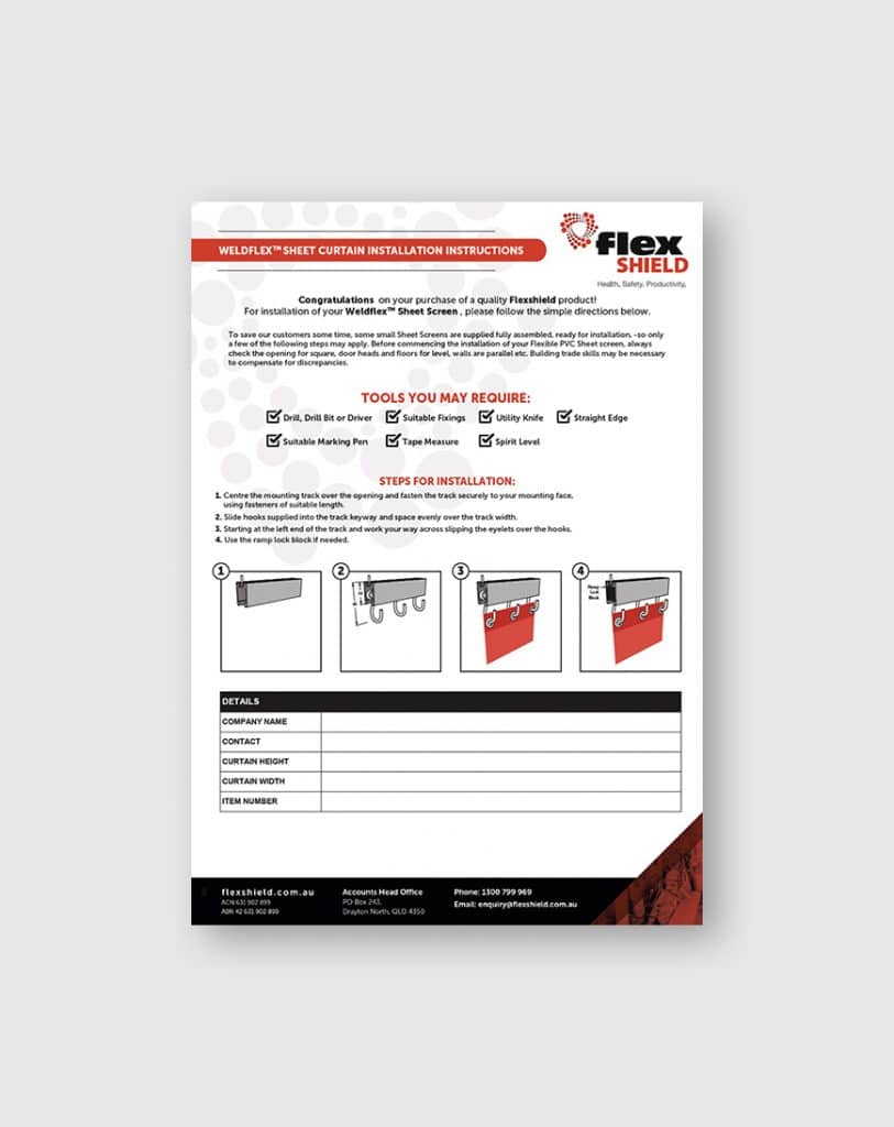 Weldflex Sheet Curtain Installation Instructions (Download) Flexshield