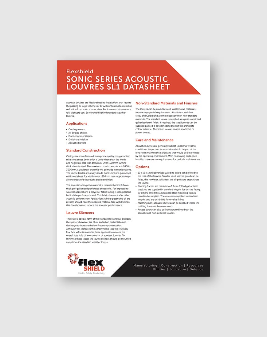 Cover image of the Sonic Series Acoustic Louvre datasheet.