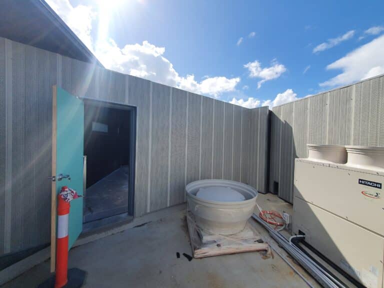 Sonic System acoustic modular panel as an outdoor noise control solution.