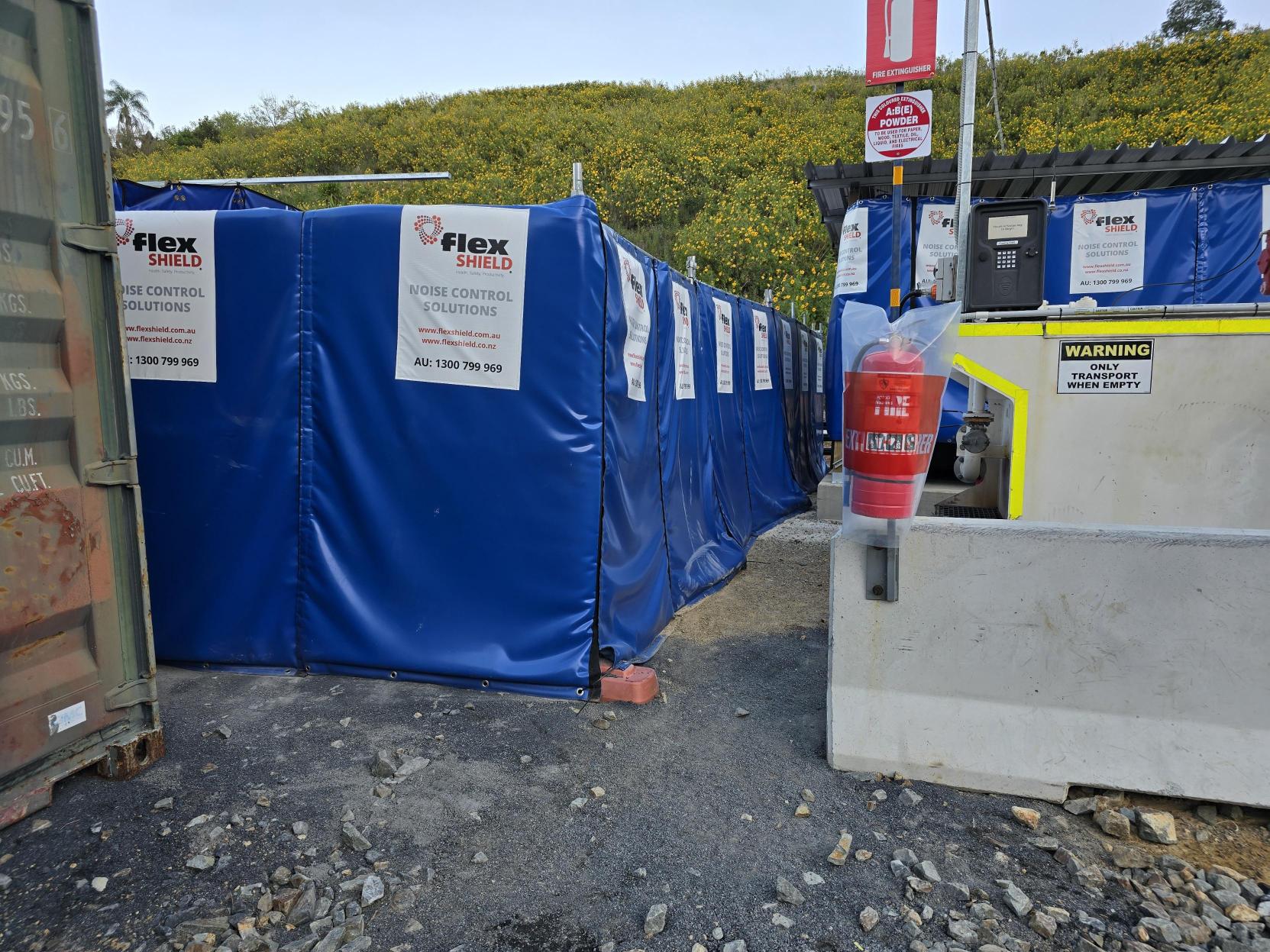 Blue Sonic Acoustic Curtains for generator noise control.