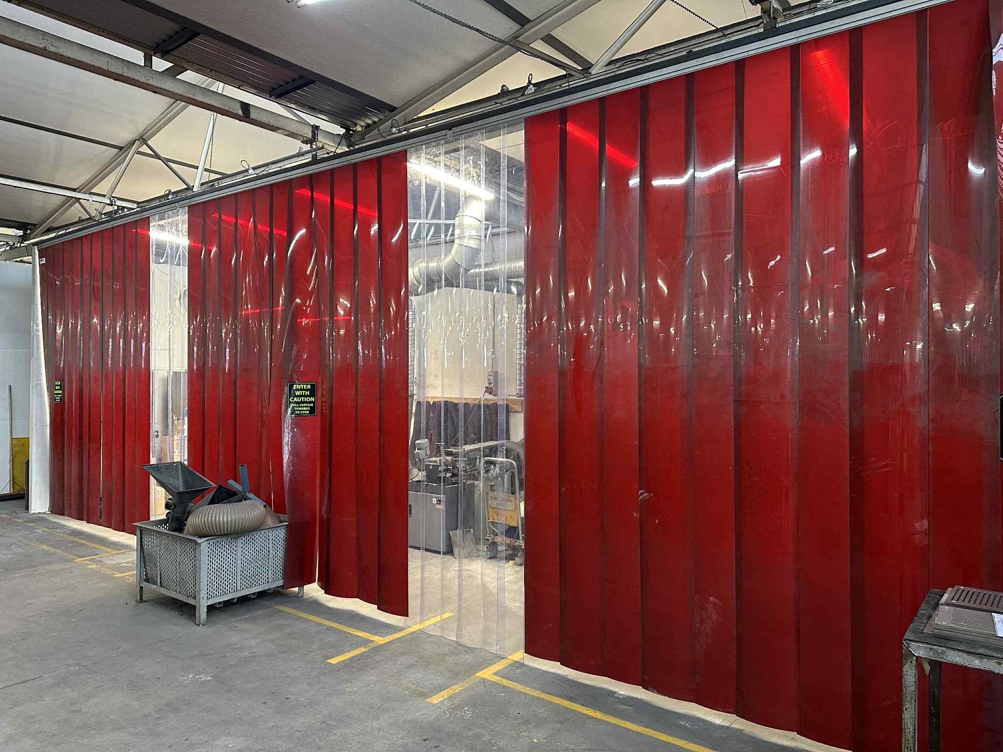 SonicClear and Weldflex red strip curtains