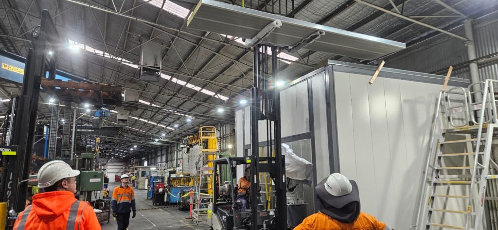 Install of a Flexshield acoustic enclosure being installed