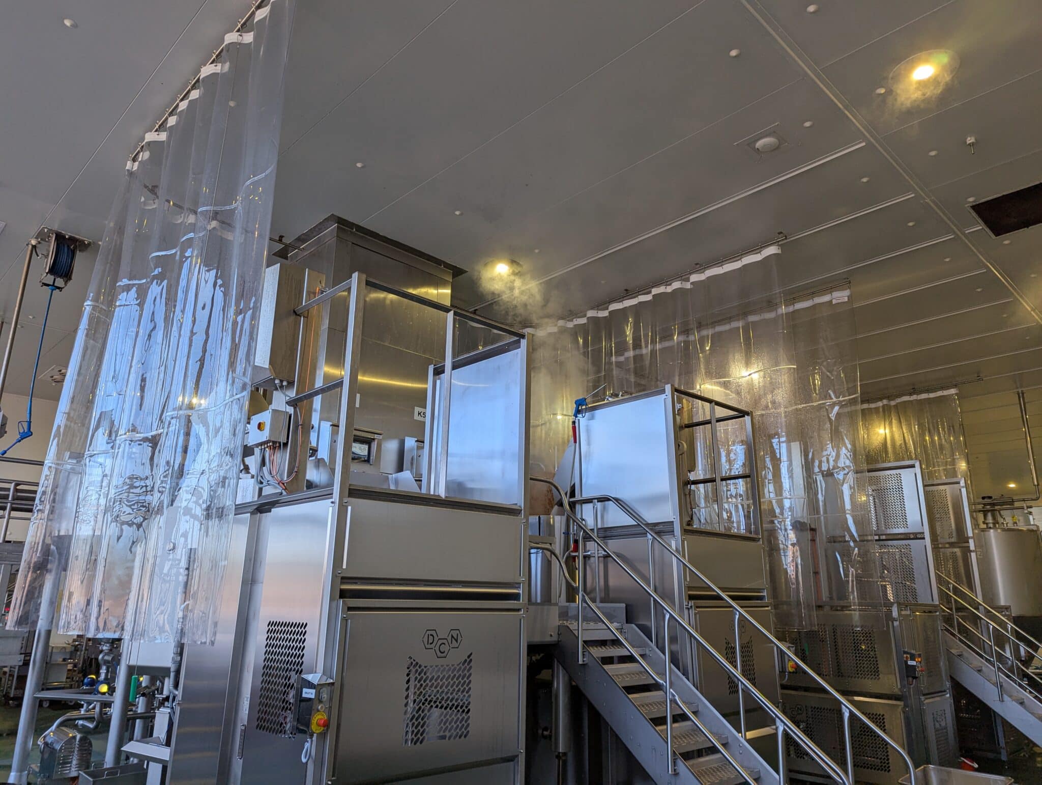 SonicClear PVC sheet curtain used to create screen around food manufacturing equipment