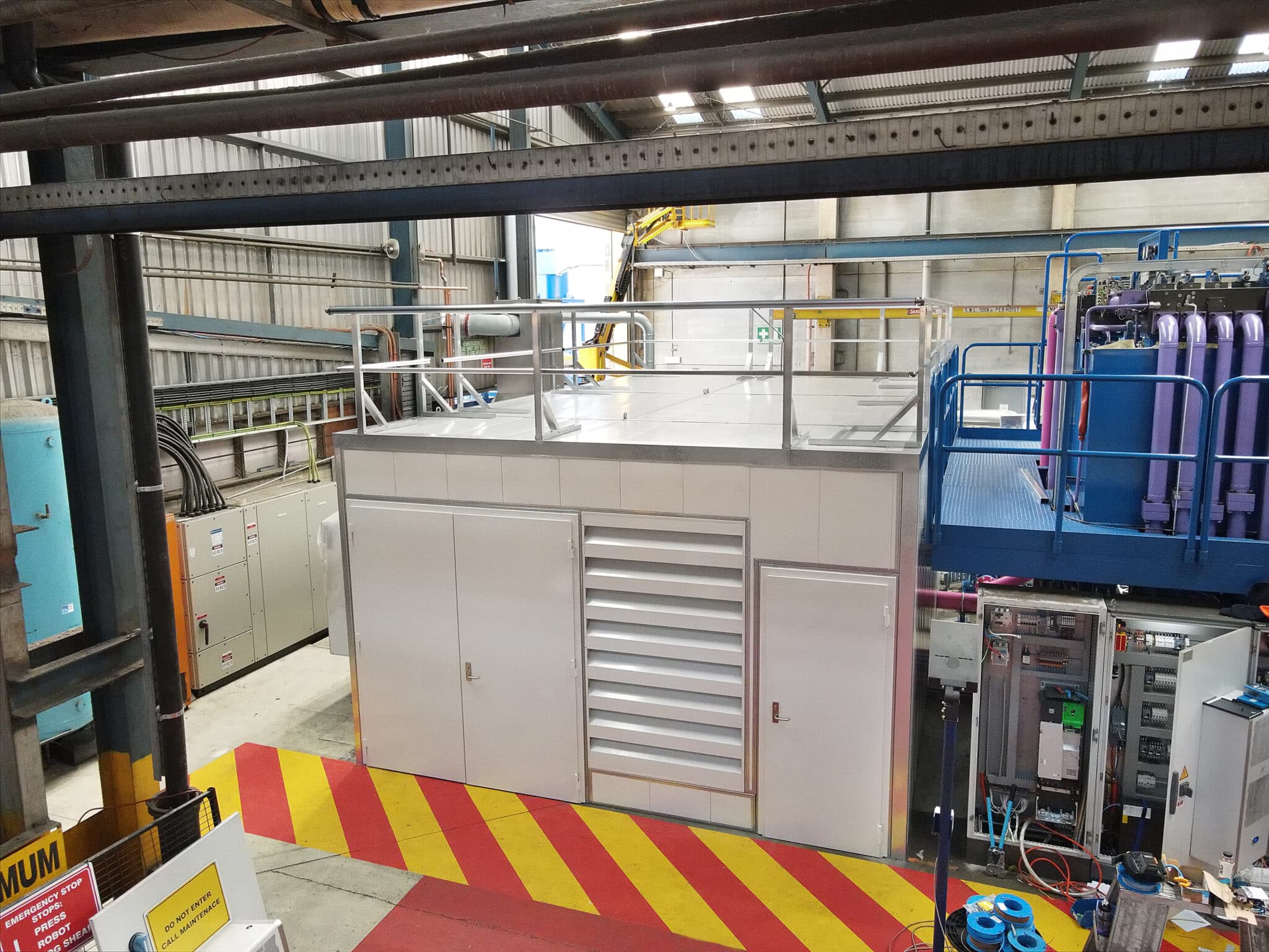 Sonic acoustic enclosure with Sonic Access doors and Sonic Series acoustic louvres