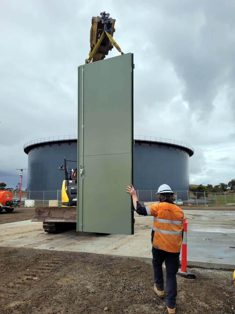Sonic Access acoustic door being moved into place