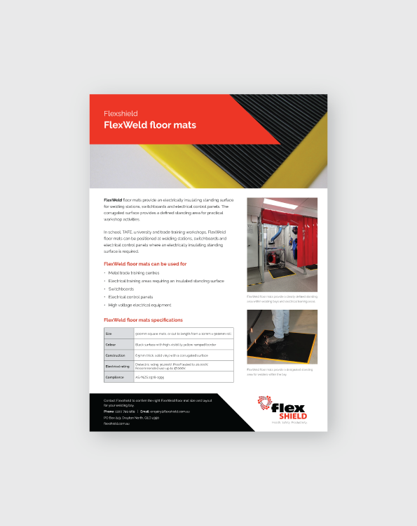 Flexshield FlexWeld welding mats for education and trade training welding bays.