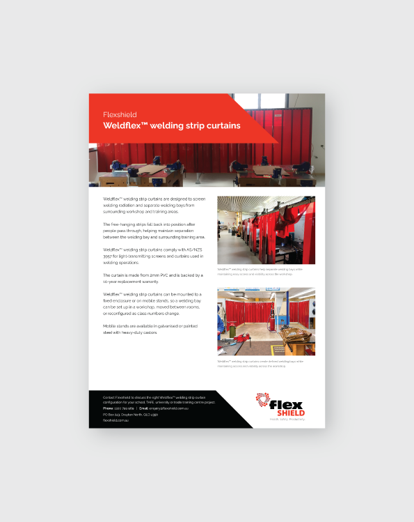 Flexshield Weldflex™ welding strip curtains for education and trade training welding bays.