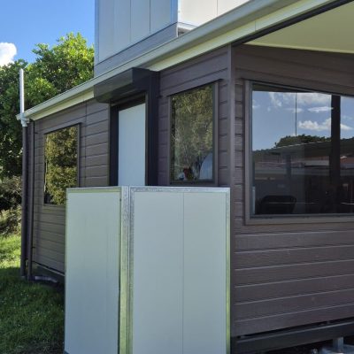 Aged care laundry exhaust and aircon noise control enclosures