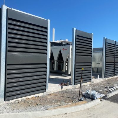 Acoustic louvres reduce noise from equipment while allowing for airflow.