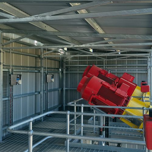 Interior of Sonic acoustic enclosure surrounding industrial pump equipment