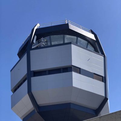 The air control tower in Townsville RAAF using Sonic Series Acoustic Louvres for noise control and airflow.