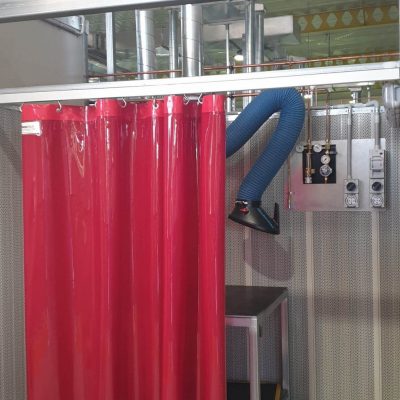 Flexshield WeldflexTM Sheet Curtain used on a Sonic System Welding Bay at a QLD TAFE.